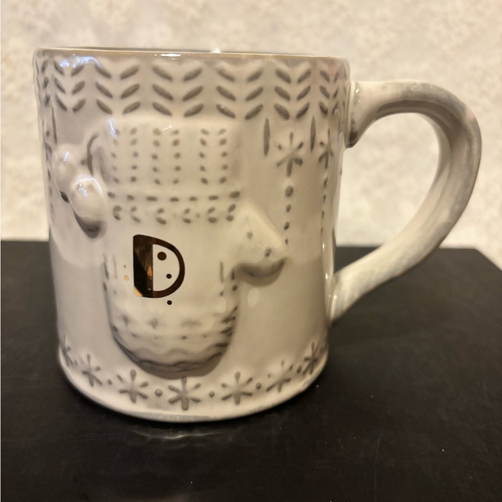 Anthropologie Snowcap “D” Mug